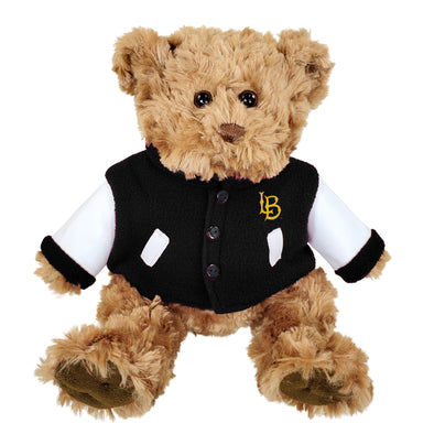 LB Bear With Letterman Jacket Plush - Brown, Mascot Factory