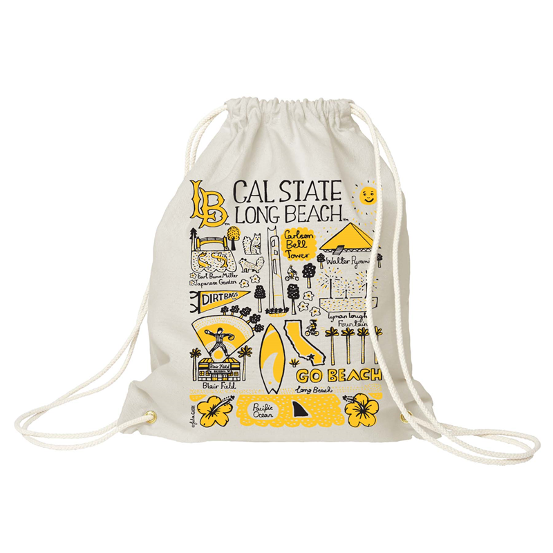 Printed canvas top drawstring bags