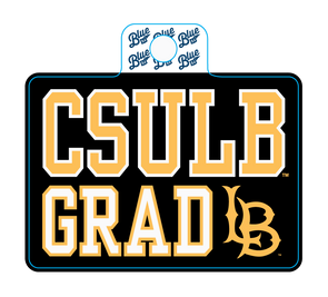 CSULB Grad Sticker- Black, Blue 84