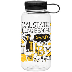 Grad CSULB Icons Water Bottle Clear