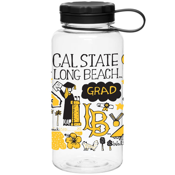 Grad CSULB Icons Water Bottle Clear